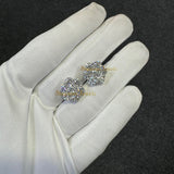 14K Gold Round Cluster Diamond Earrings - 0.90 CTW