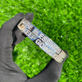 Men's Custom Diamond Letter Engraved Silver Bracelet