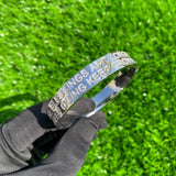 Men's Custom Diamond Letter Engraved Silver Bracelet