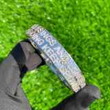 Men's Custom Diamond Letter Engraved Silver Bracelet