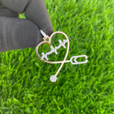 Heart Stethoscope Delicate Pendant - 0.47 CTW