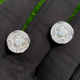 Diamond Cluster Iced Out Earrings 14K solid Gold – 1.18 CTW