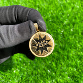 Custom Round Urdu Letter Real 14K Solid Gold Pendant for Men