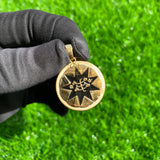 Custom Round Urdu Letter Real 14K Solid Gold Pendant for Men