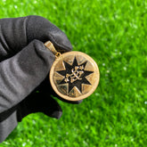 Custom Round Urdu Letter Real 14K Solid Gold Pendant for Men