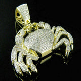 Crab Cancer Zodiac Sign Moissanite 14K solid gold Diamond Pendant - 1.36 CTW