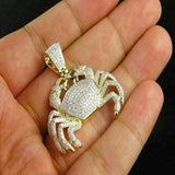 Crab Cancer Zodiac Sign Moissanite 14K solid gold Diamond Pendant - 1.36 CTW
