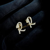 Iced out Letter R Diamond Cluster Earrings 14k solid gold - 0.85 CTW