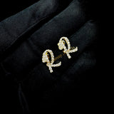 Iced out Letter R Diamond Cluster Earrings 14k solid gold - 0.85 CTW
