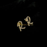 Iced out Letter R Diamond Cluster Earrings 14k solid gold - 0.85 CTW