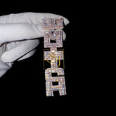 Custom Vertical Letter Pendant 14K Solid Gold - 11.56 CTW