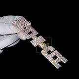 Custom Vertical Letter Pendant 14K Solid Gold - 11.56 CTW