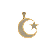 Crescent Moon Diamond Pendant 14K Solid Gold - 1.88 CTW