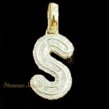 Custom S Letter VVS Diamond hip-hop Pendant 14K Solid Gold - 2.58 CTW