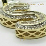 Custom S Letter VVS Diamond hip-hop Pendant 14K Solid Gold - 2.58 CTW