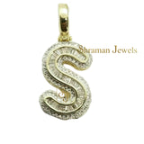 Custom S Letter VVS Diamond hip-hop Pendant 14K Solid Gold - 2.58 CTW