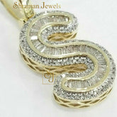 Custom S Letter VVS Diamond hip-hop Pendant 14K Solid Gold - 2.58 CTW