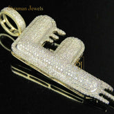 Custom Letter F Natural Diamond Pendant - 3.00 CTW