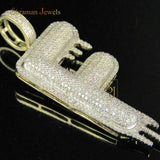 Custom Letter F Natural Diamond Pendant - 3.00 CTW