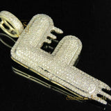 Custom Letter F Natural Diamond Pendant - 3.00 CTW