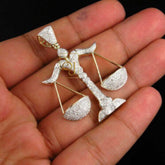 Balance Scale Diamond Pendant 14k Solid Gold - 1.88 CTW