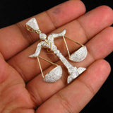 Balance Scale Diamond Pendant 14k Solid Gold - 1.88 CTW