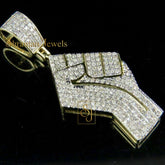 Men's FIST Pendant 14k solid gold - 1.66 CTW