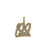 100 emoji Letter Diamond Pendant 14k Solid Gold - 3.20 CTW