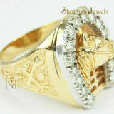 Luxury Diamond Horseshoe Ring in 14k Solid Gold