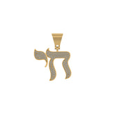 Custom CHAI Diamond Pendant 10K solid Gold - 0.91 CTW