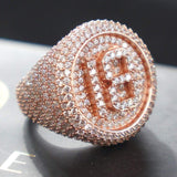 Custom number Diamond Ring 14k Solid Gold