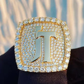 Custom Letter Diamond Ring 14k Solid Gold