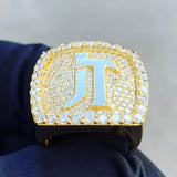 Custom Letter Diamond Ring 14k Solid Gold