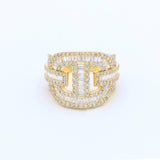 Cuban Diamond Ring 14k Solid Gold