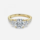 Three stone Gwen Round Engagement Ring