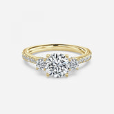 There Stone Round Diamond Engagement Ring