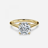 Round Cut Delicate Petal Solitaire Engagement Ring