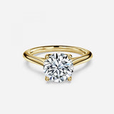 Round Cut Delicate Petal Solitaire Engagement Ring