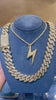 Lightning Bolt Double Layer Pendant 14k Solid Gold - 4.0 CTW