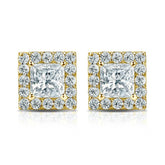 Princess Cut Diamond Halo Stud Earring