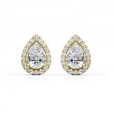 Pear Cut Diamond Halo Stud Earring