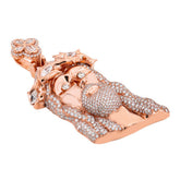 Jesus Flower Thorn Lab Grown Pendant 14k solid gold - 13.75 CTW