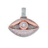 Two Tone Evil Eye Diamond Pendant 14K Solid Gold - 8.66 CTW