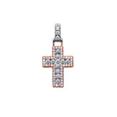 Small Diamond Cross Pendant Necklace Two?Tone Gold - 3.74?CTW