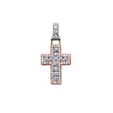 Small Diamond Cross Pendant Necklace Two?Tone Gold - 3.74?CTW