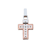 Small Diamond Cross Pendant Necklace Two?Tone Gold - 3.74?CTW