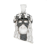 Black Diamond Flower Crown Jesus Pendant - 28.6 CTW