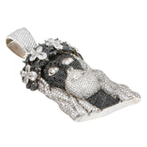 Black Diamond Flower Crown Jesus Pendant - 28.6 CTW