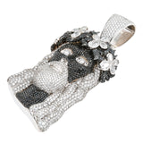 Black Diamond Flower Crown Jesus Pendant - 28.6 CTW