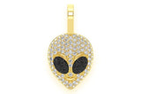 Alien Head Emoji Pendant 10K Solid Gold - 0.50 CTW